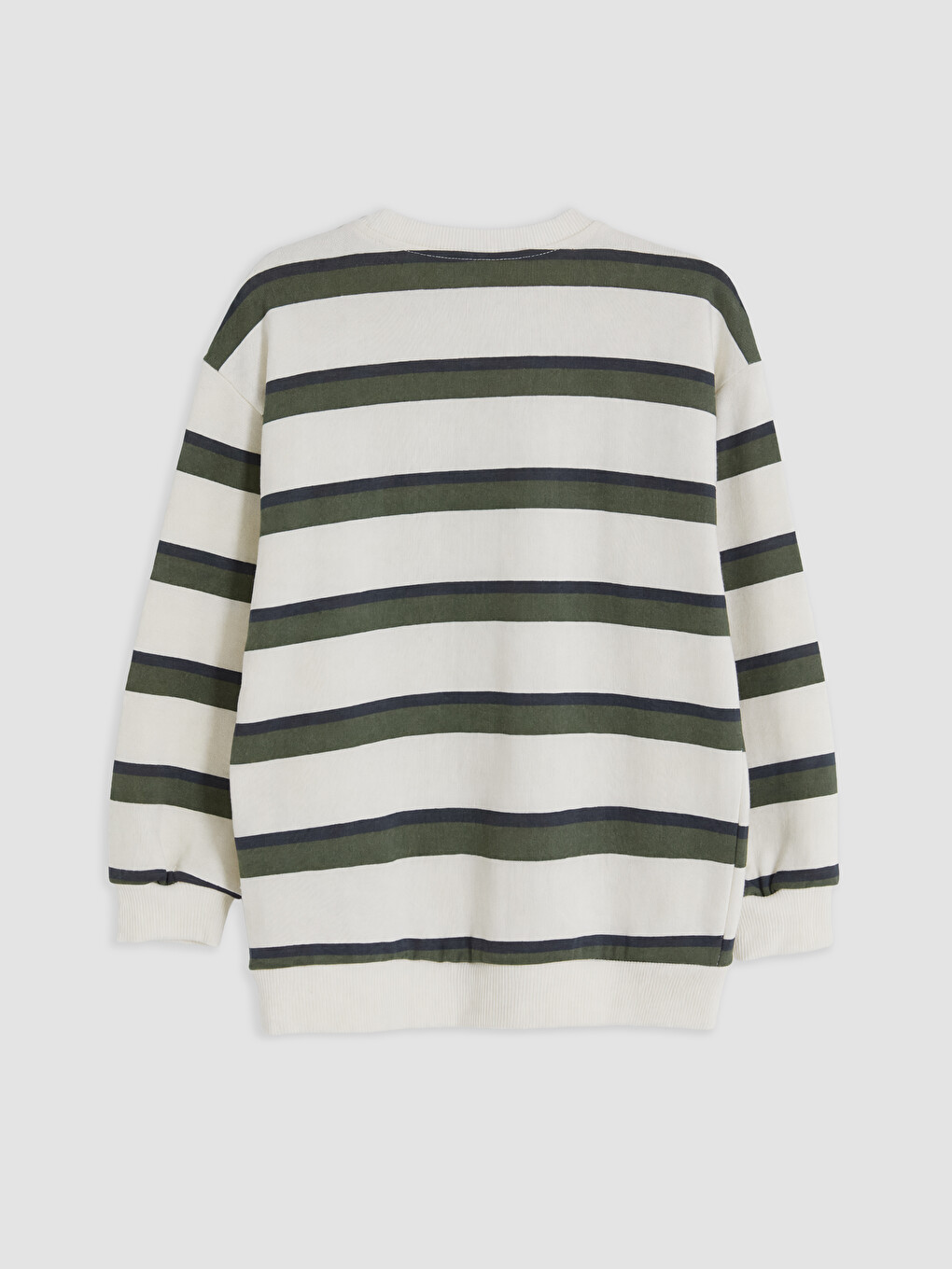 Haki Çizgili Erkek Çocuk Kalın Sweatshirt-4