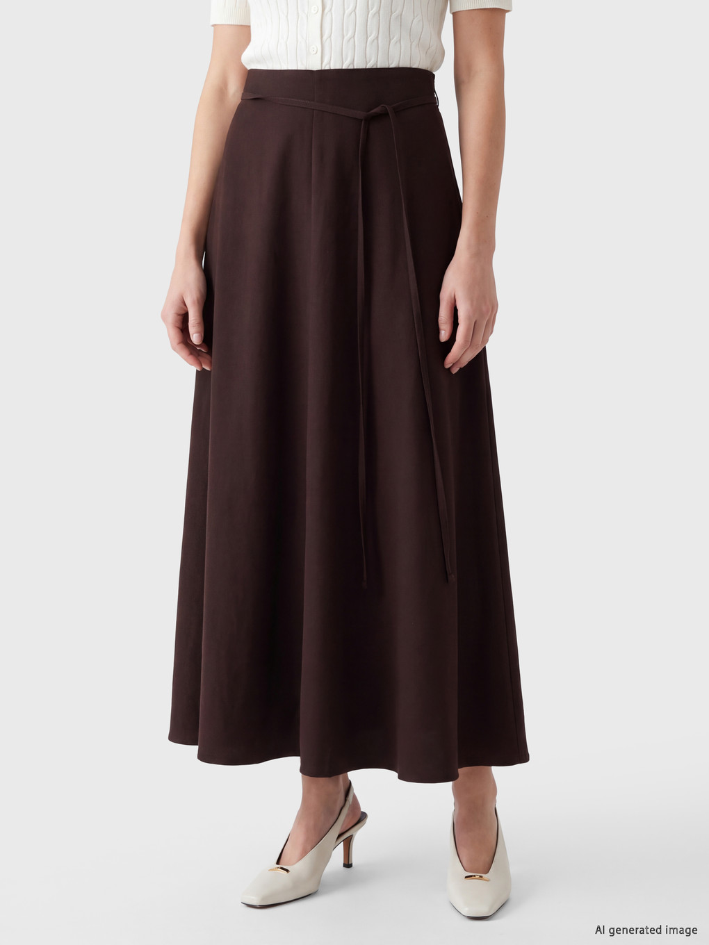 Waisted Zippered Flared Skirt-1