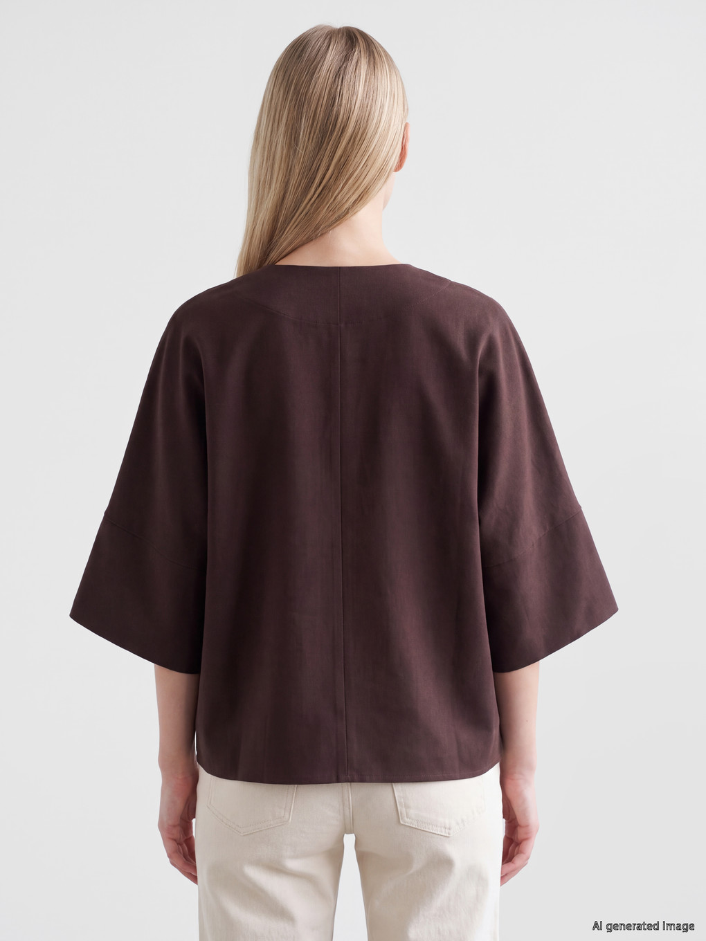 Crew Neck Wide Sleeved Oversize Blouse-3