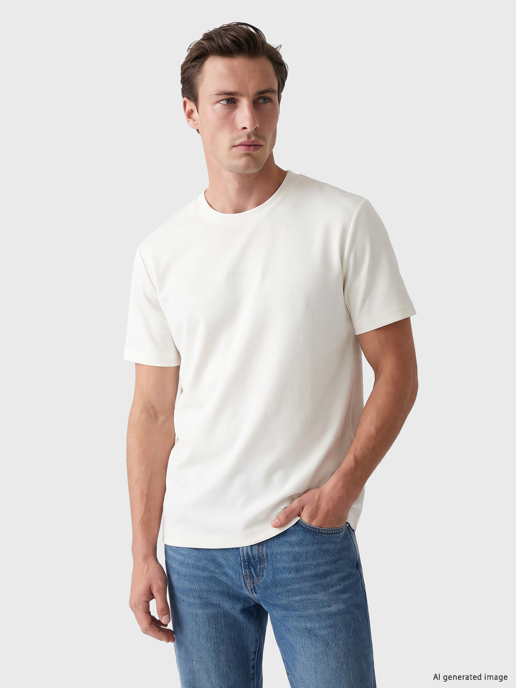 T-shirt Me Jakë Të Rrumbullakët Me Qëndisje Për Burra