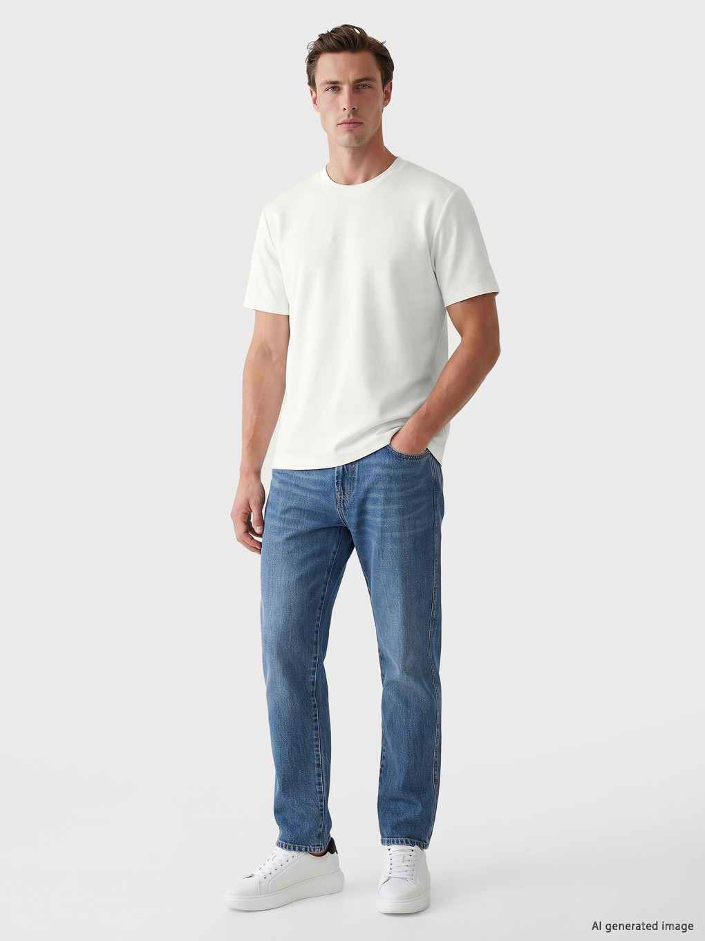 T-shirt Me Jakë Të Rrumbullakët Me Qëndisje Për Burra-1