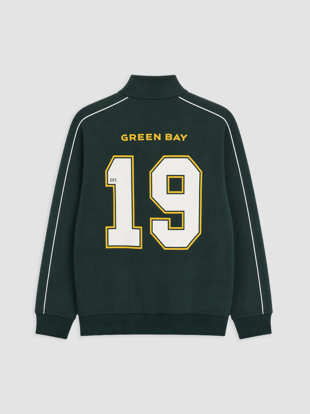 Yeşil Dik Yaka Baskılı Kalın Sweatshirt-1