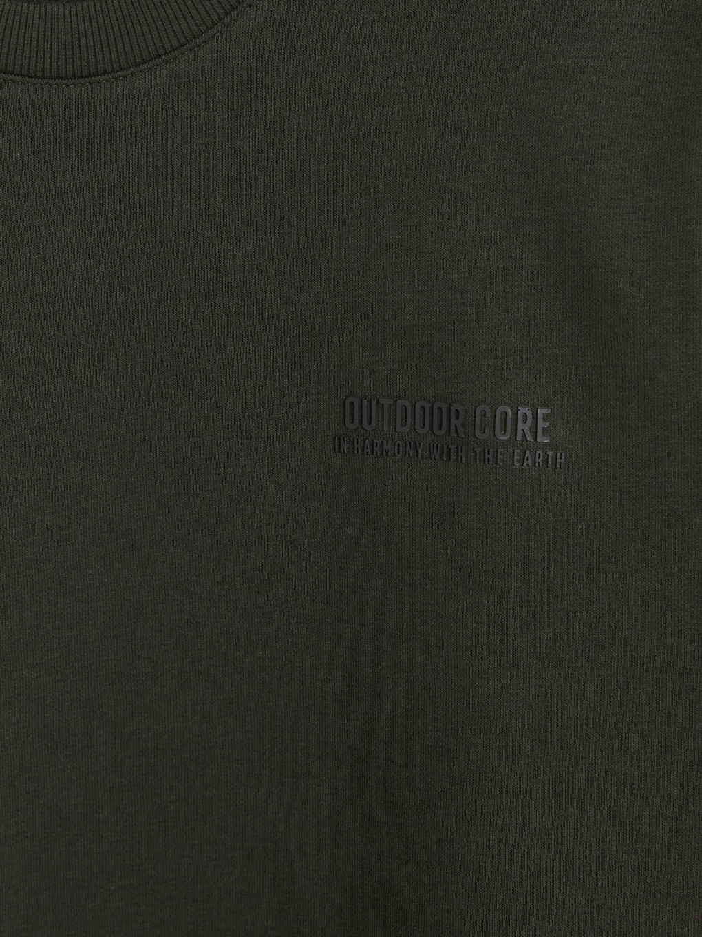 Haki Bisiklet Yaka Baskılı Erkek Sweatshirt-1