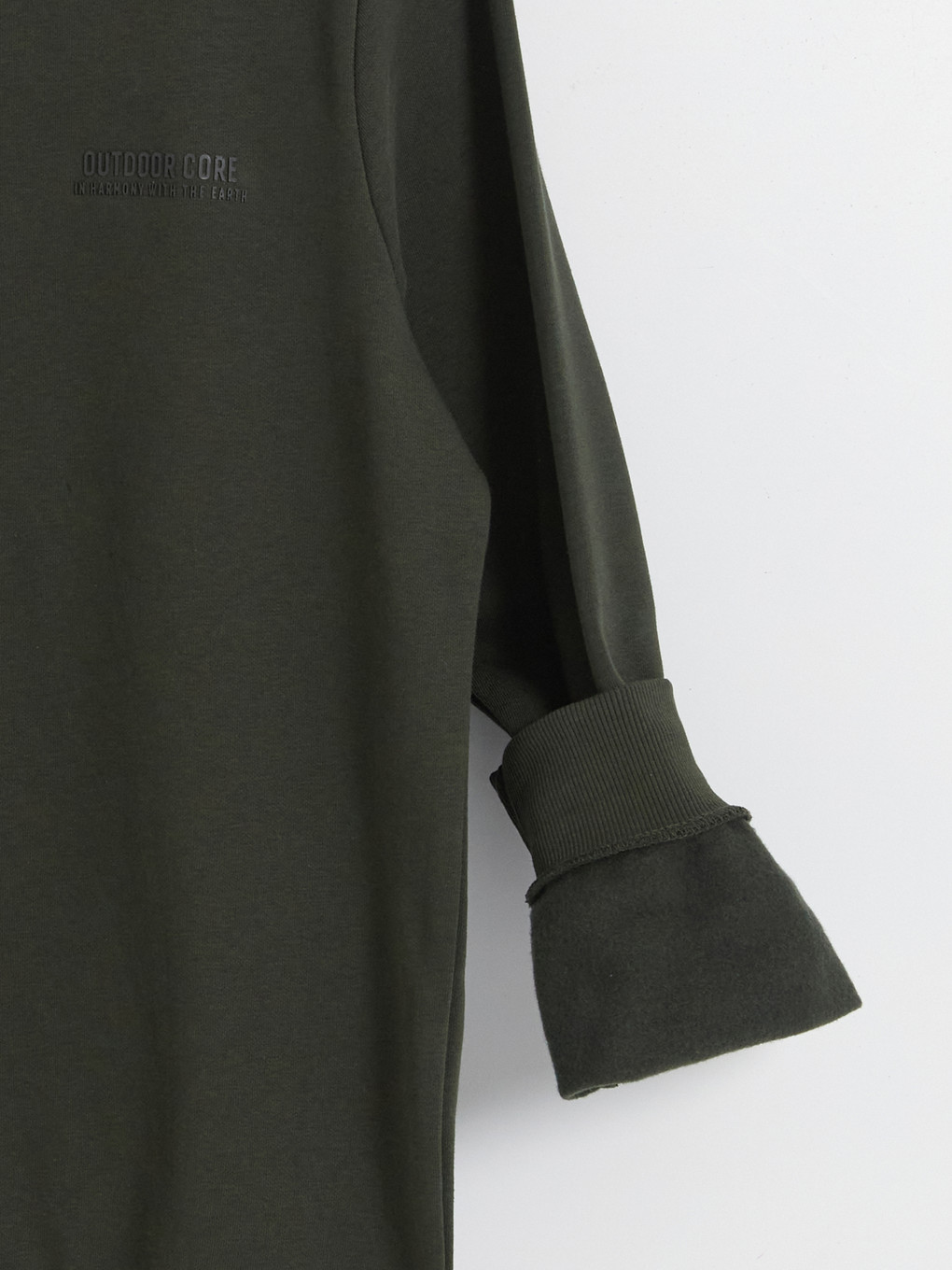 Haki Bisiklet Yaka Baskılı Erkek Sweatshirt-2