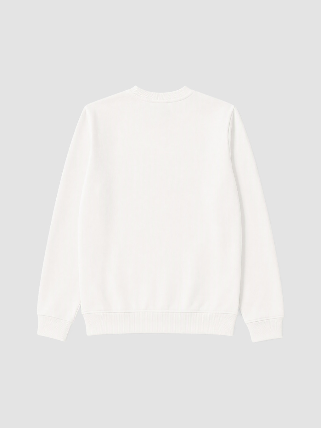 Beyaz Bisiklet Yaka Baskılı Kalın Sweatshirt-3