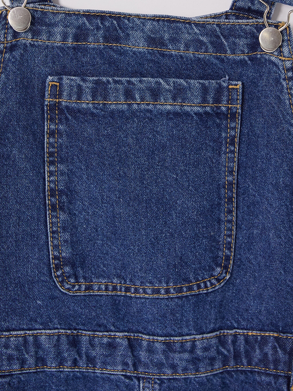 Square Neck Denim Dungaree Dress-1