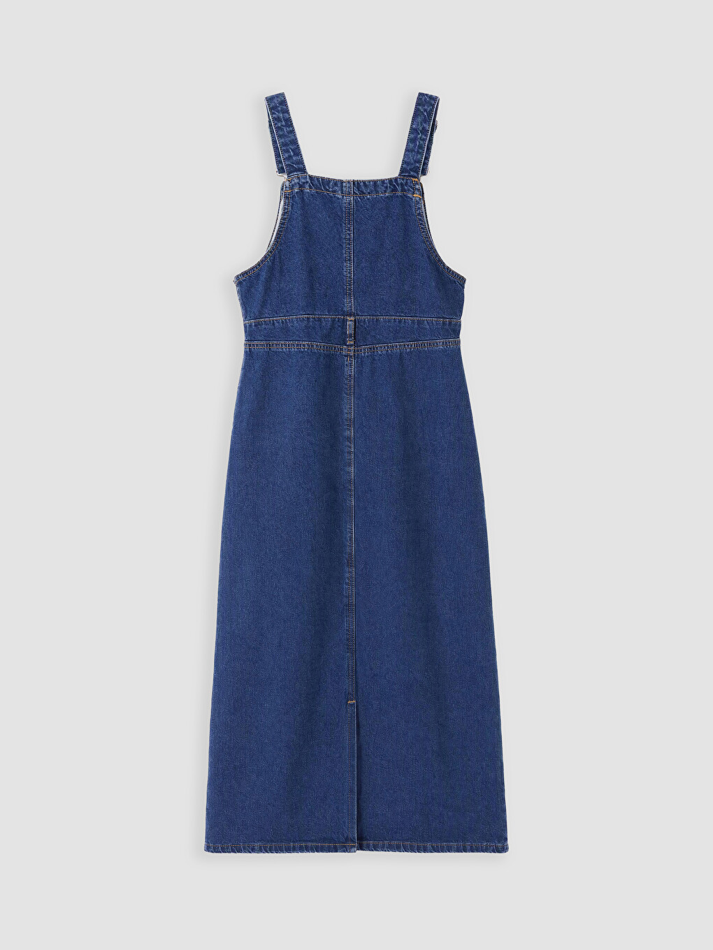 Square Neck Denim Dungaree Dress-2