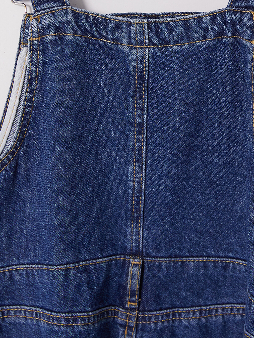 Square Neck Denim Dungaree Dress-3