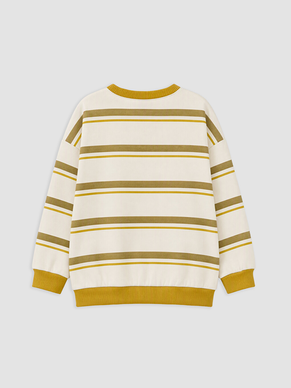 Haki Çizgili Erkek Çocuk Kalın Sweatshirt-1