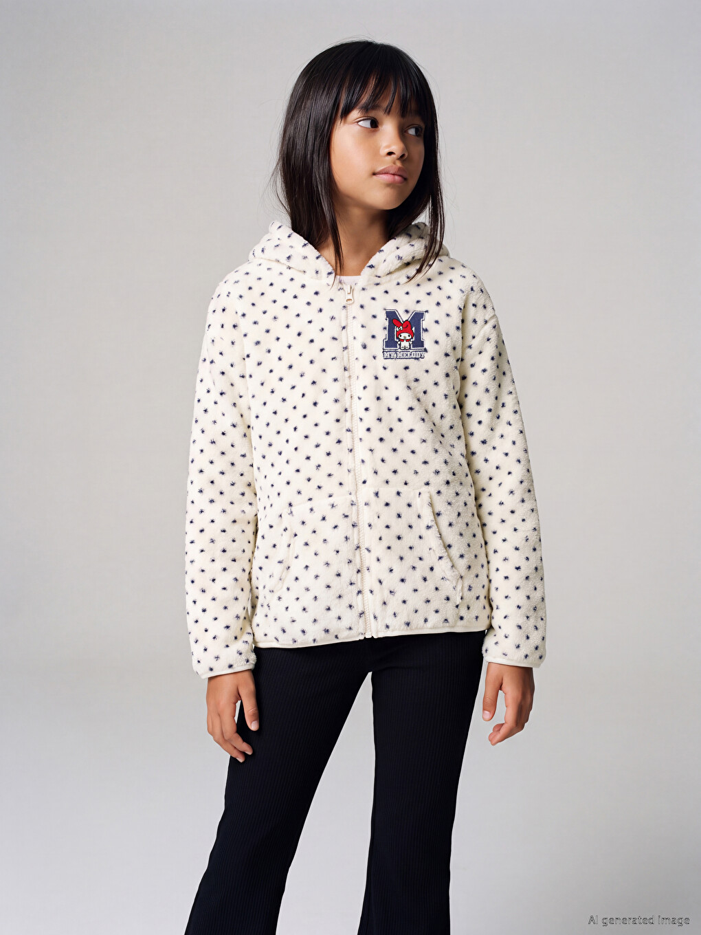 Ekru My Melody Lisanslı Kız Çocuk Pelüş Sweatshirt