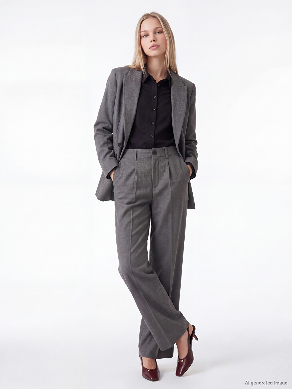 Wide Legged Pleated Women's Tailored Trousers