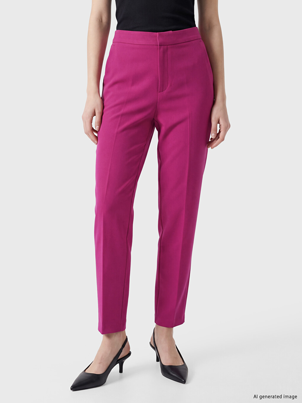 High Waist Women's Cigarette Trousers-1