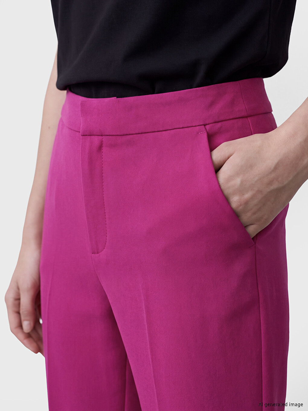 High Waist Women's Cigarette Trousers-2