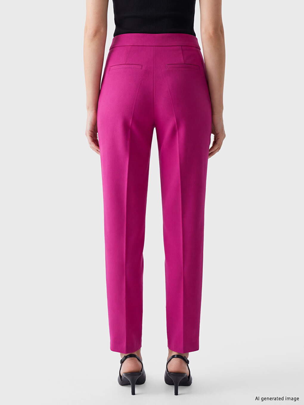 High Waist Women's Cigarette Trousers-3