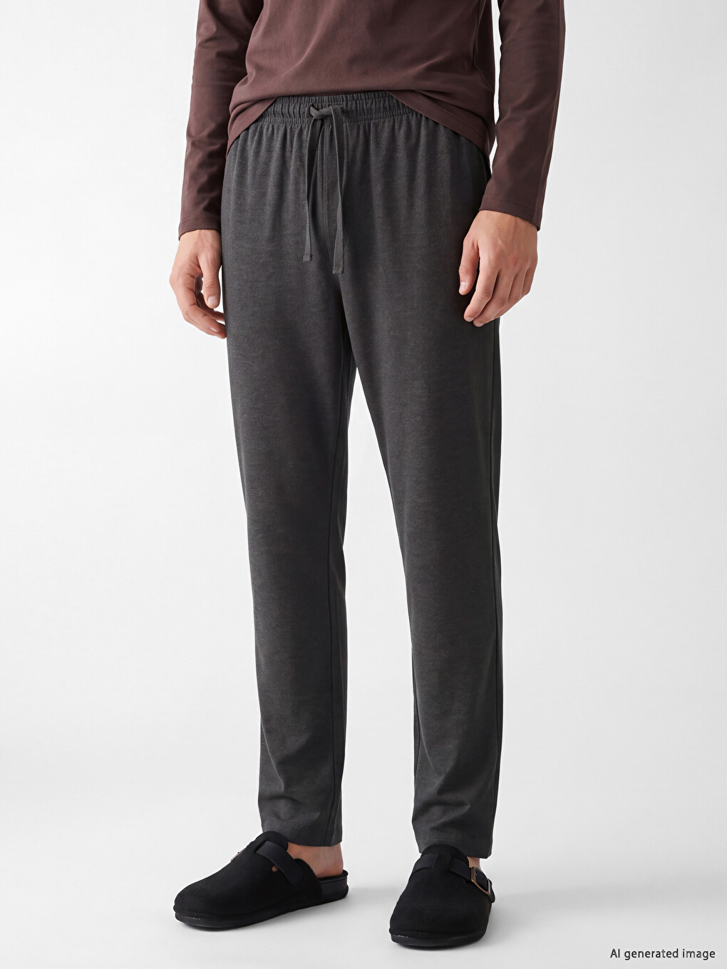Antrasit Regular Fit Erkek Pijama Alt-1