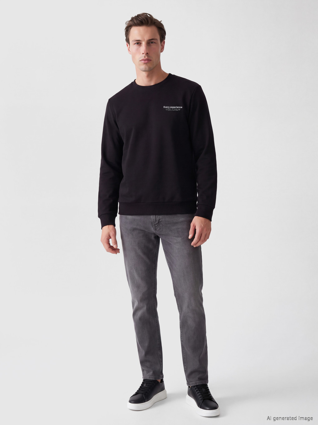 Crew Neck Printed Men's Thick Sweatshirt-1