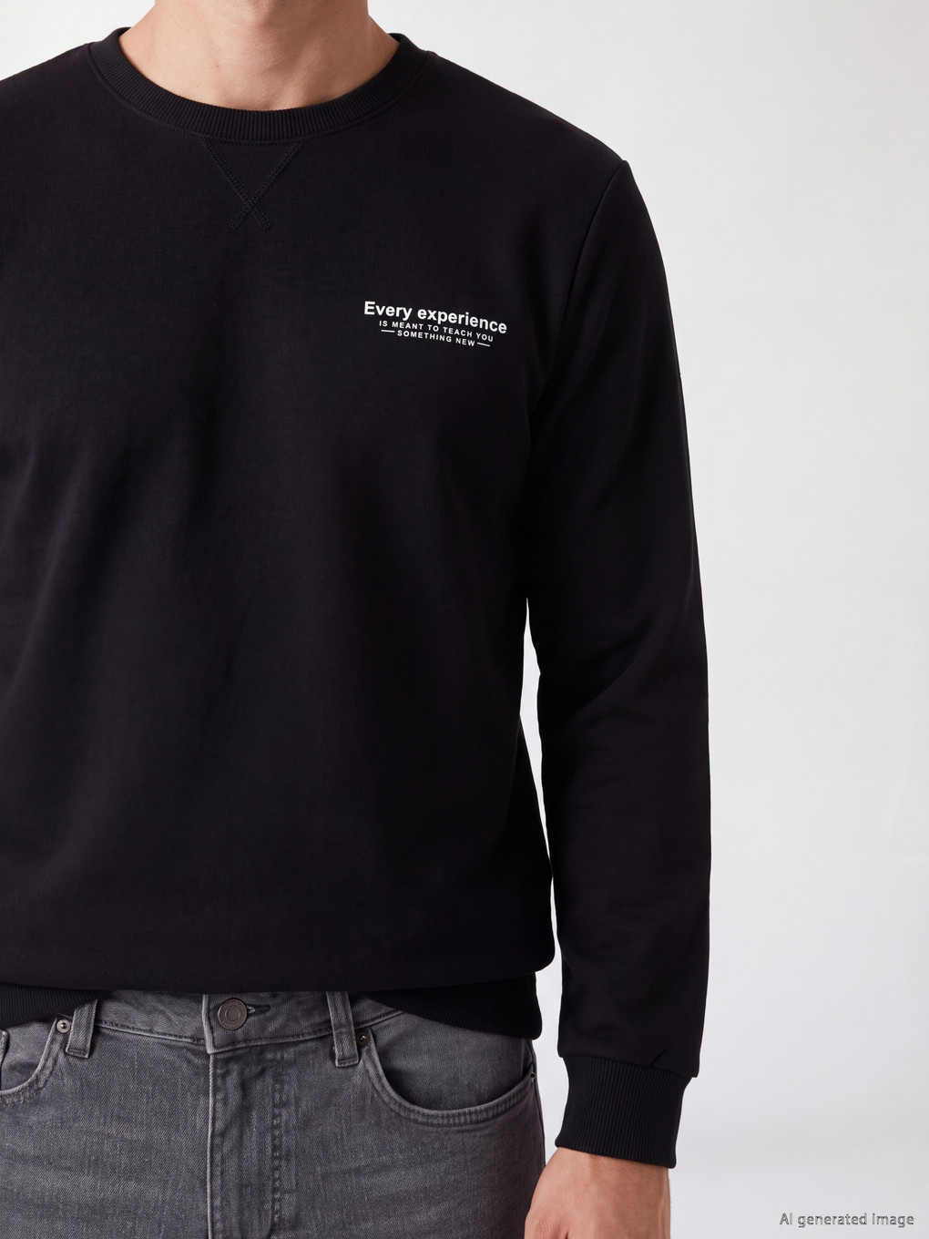 Crew Neck Printed Men's Thick Sweatshirt-2