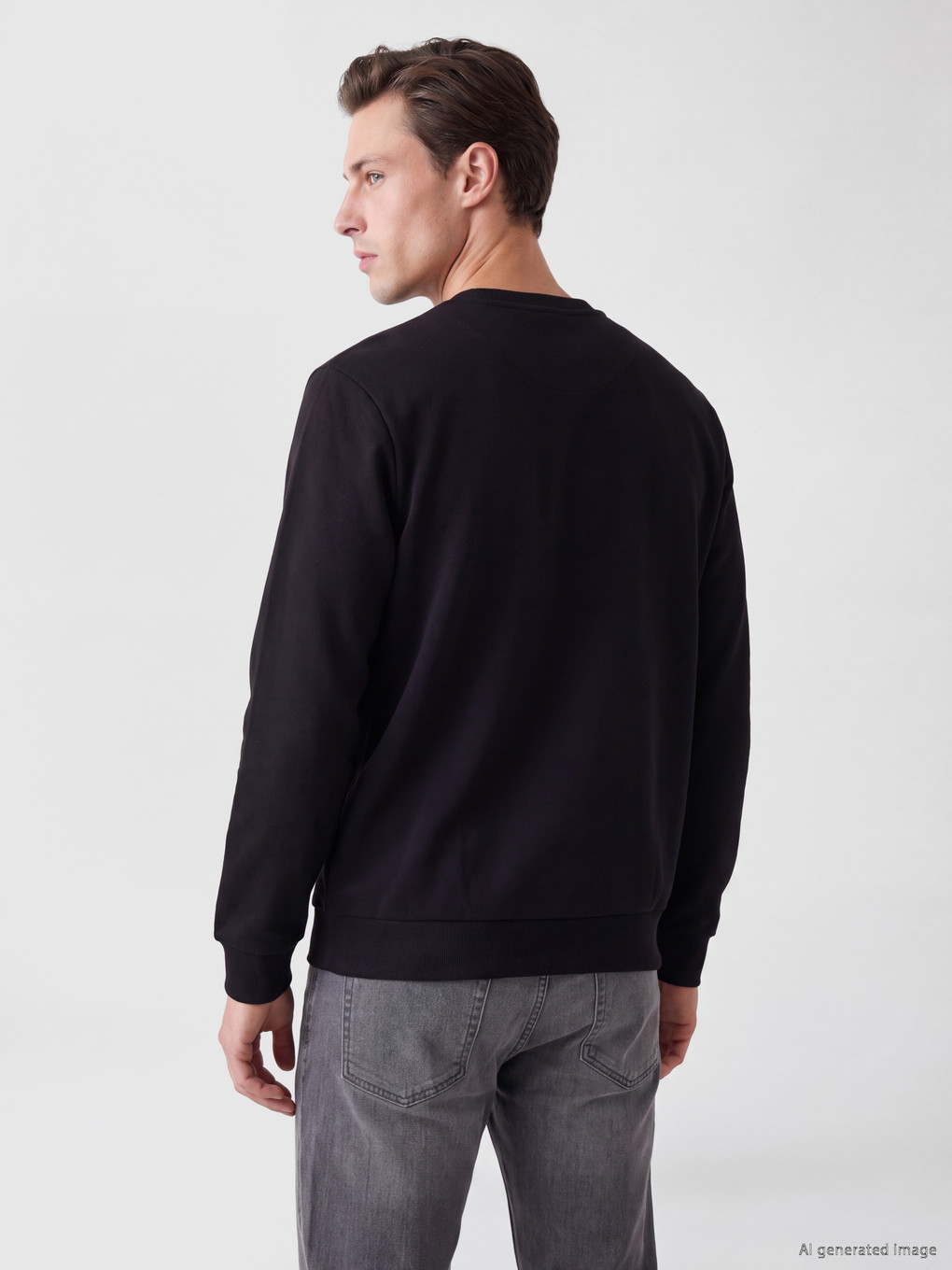 Crew Neck Printed Men's Thick Sweatshirt-3