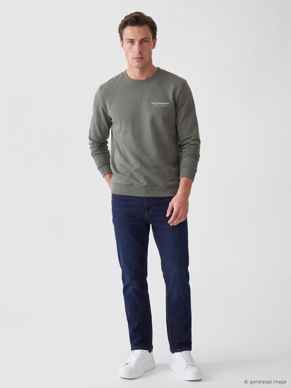 Crew Neck Printed Men's Thick Sweatshirt-1
