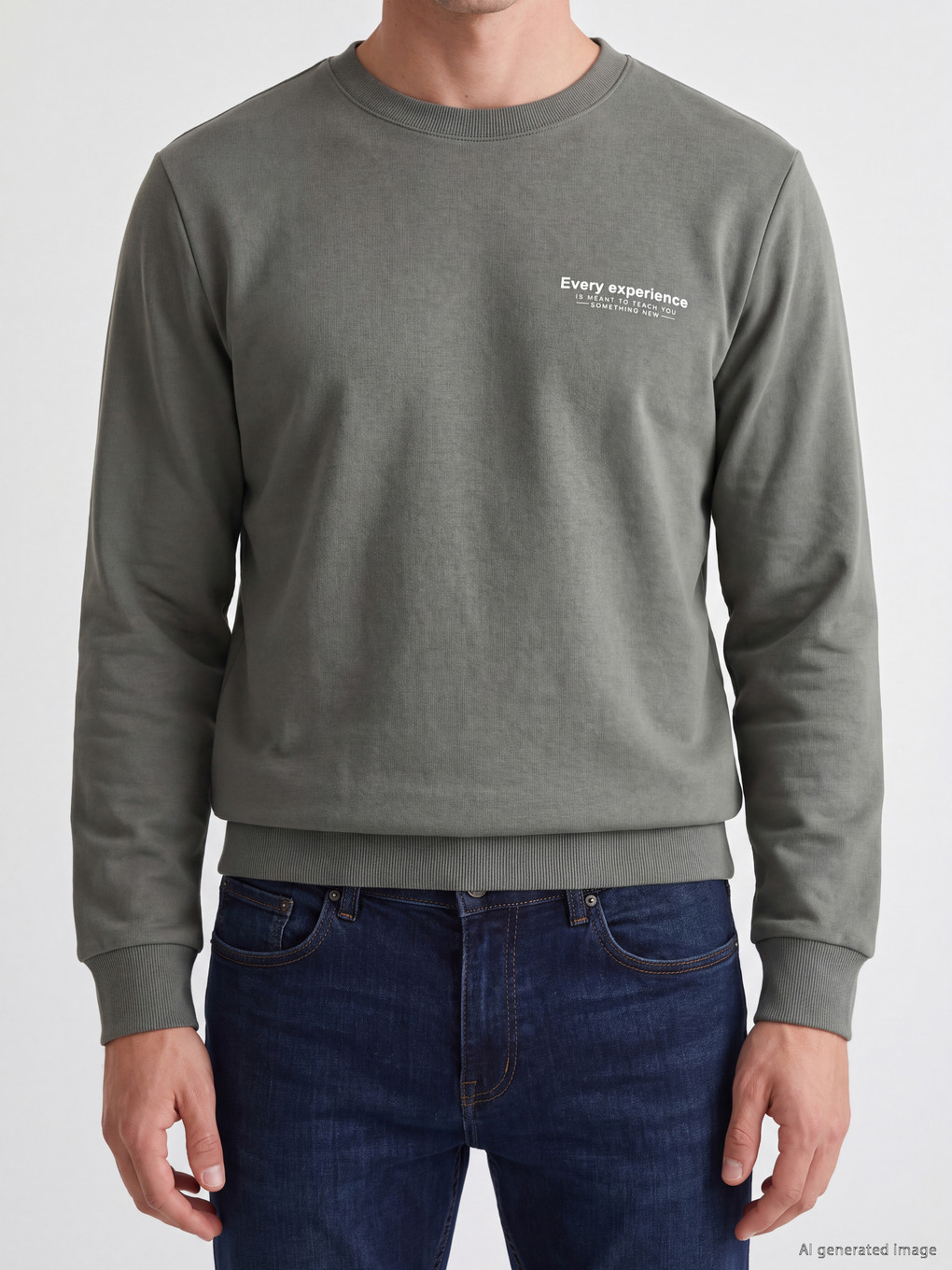 Crew Neck Printed Men's Thick Sweatshirt-2