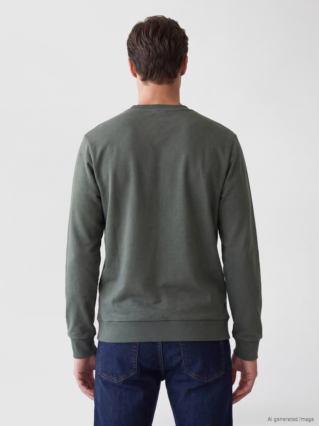 Crew Neck Printed Men's Thick Sweatshirt-3