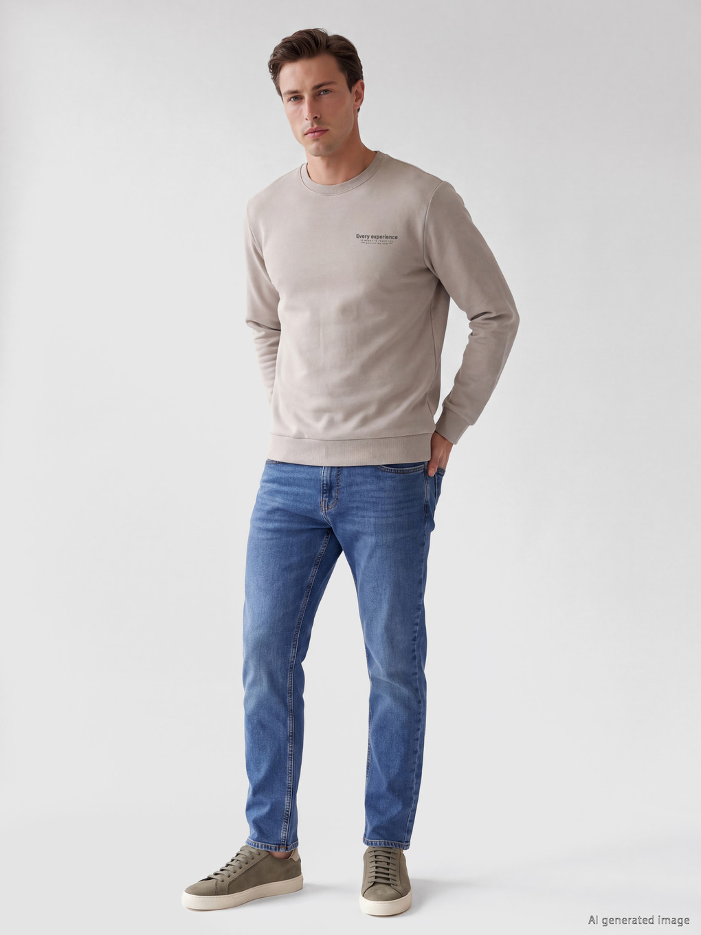 Crew Neck Printed Men's Thick Sweatshirt-1