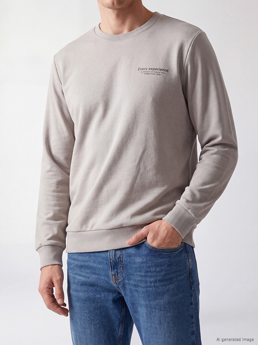 Crew Neck Printed Men's Thick Sweatshirt-2