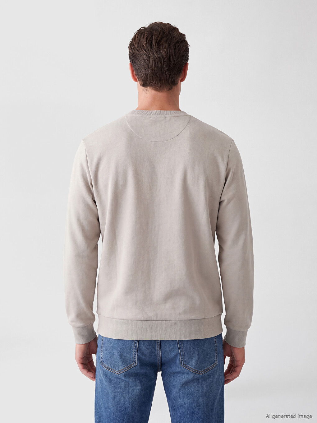 Crew Neck Printed Men's Thick Sweatshirt-3
