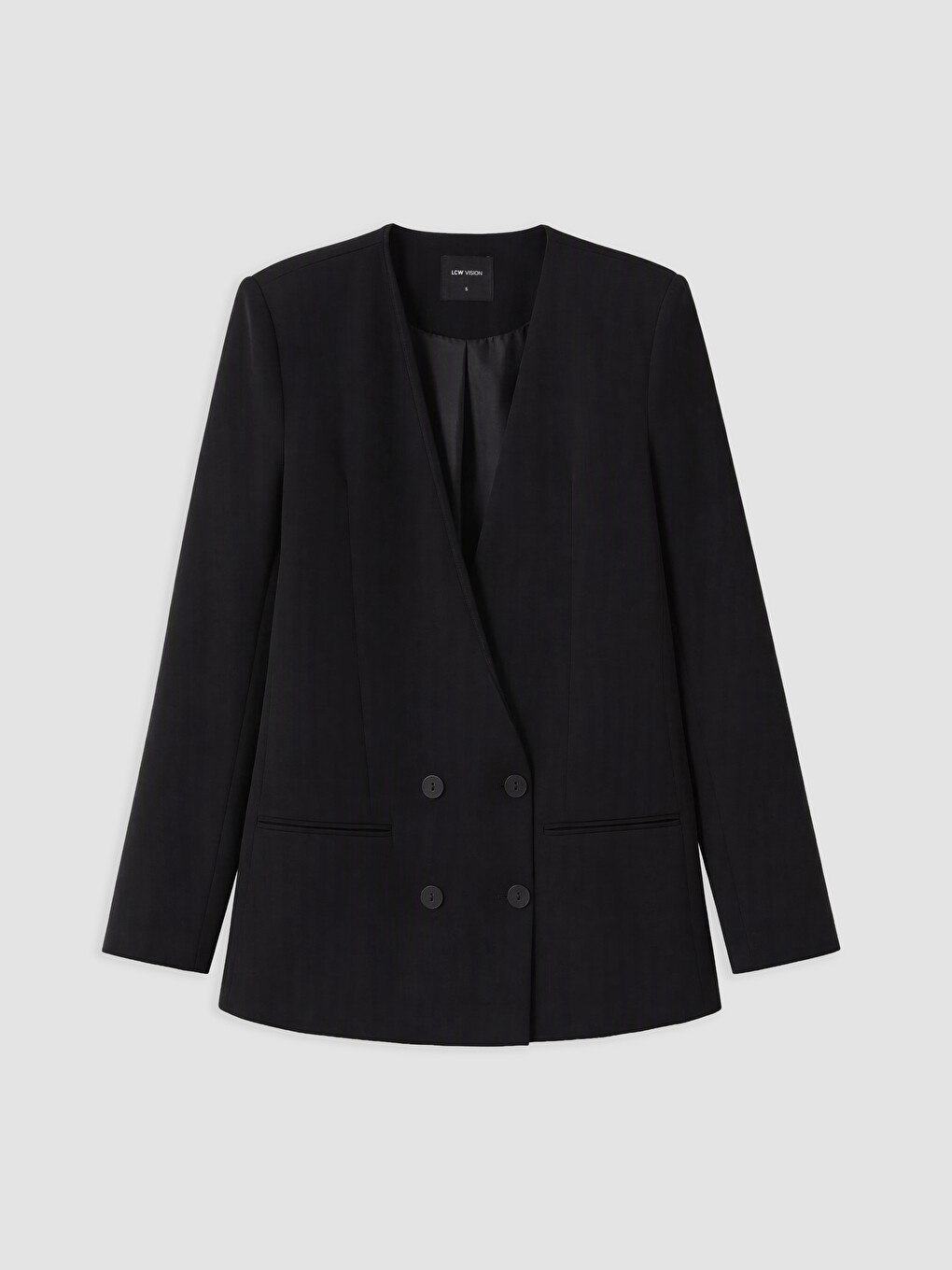 Siyah Kruvaze Yaka Kadın Blazer Ceket-5