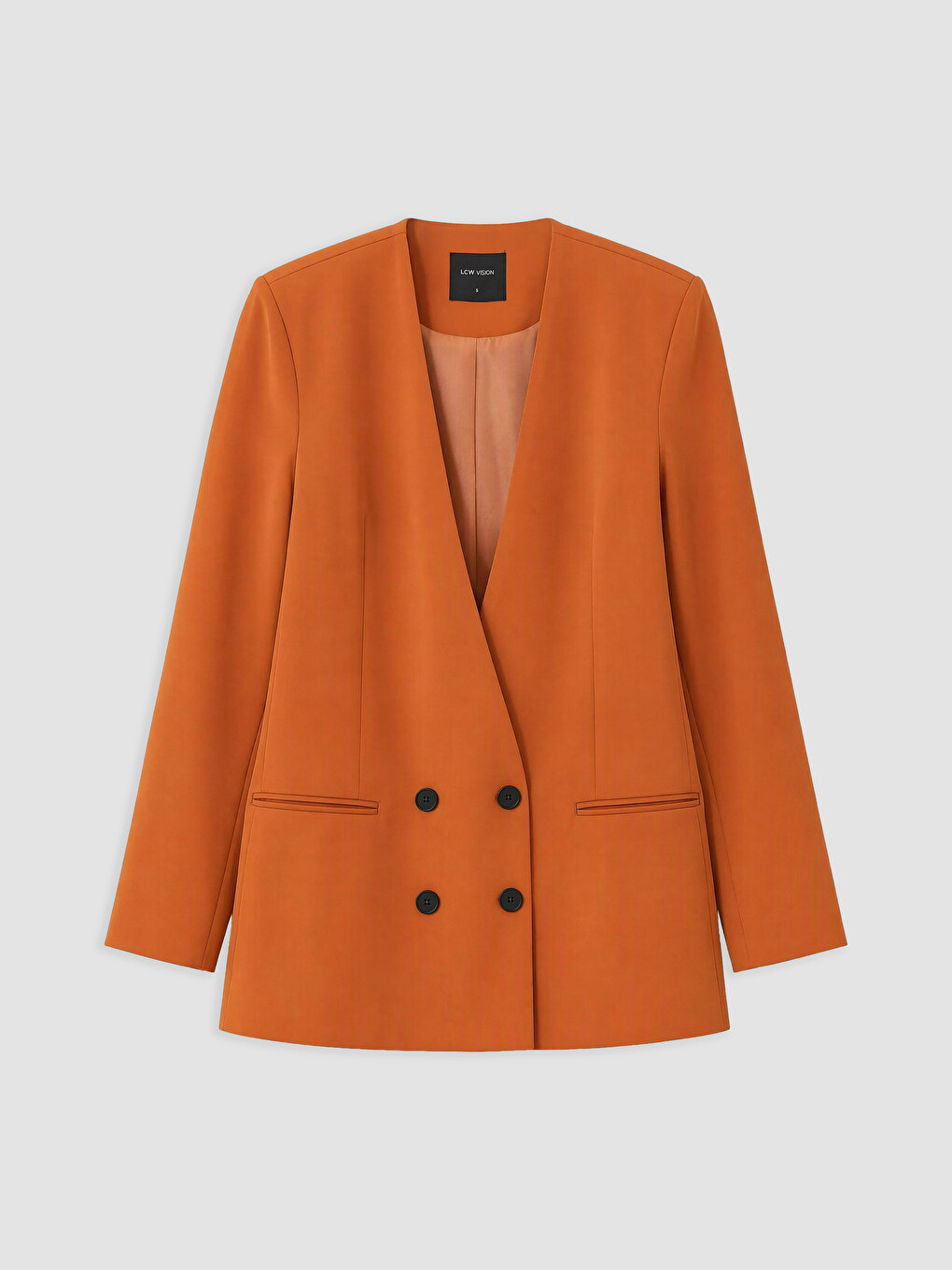Turuncu Kruvaze Yaka Kadın Blazer Ceket-5