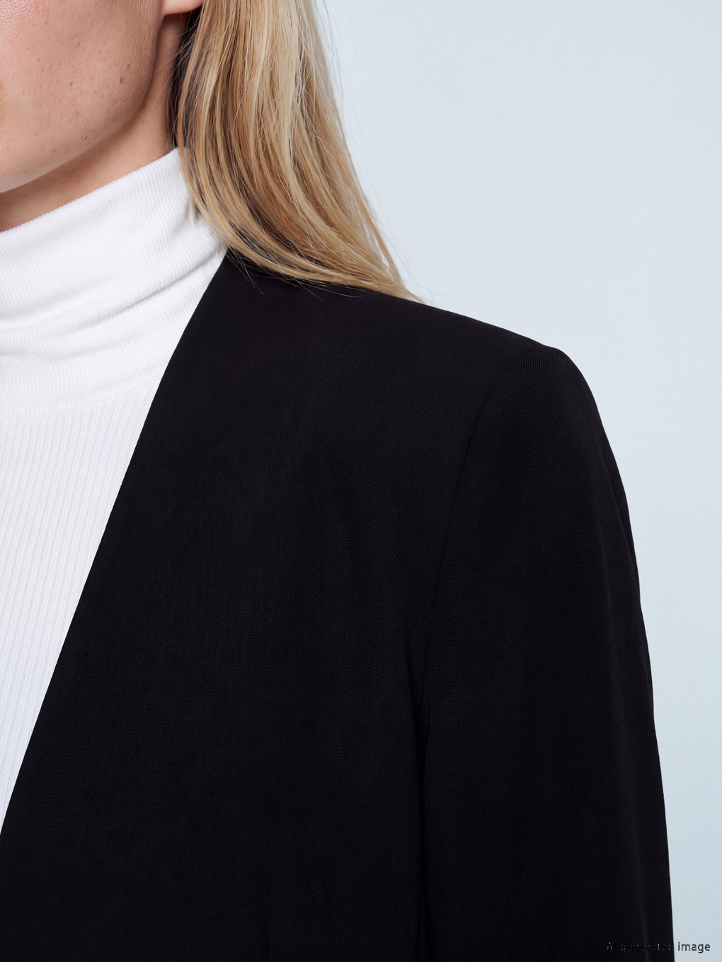 Siyah Kruvaze Yaka Kadın Blazer Ceket-2