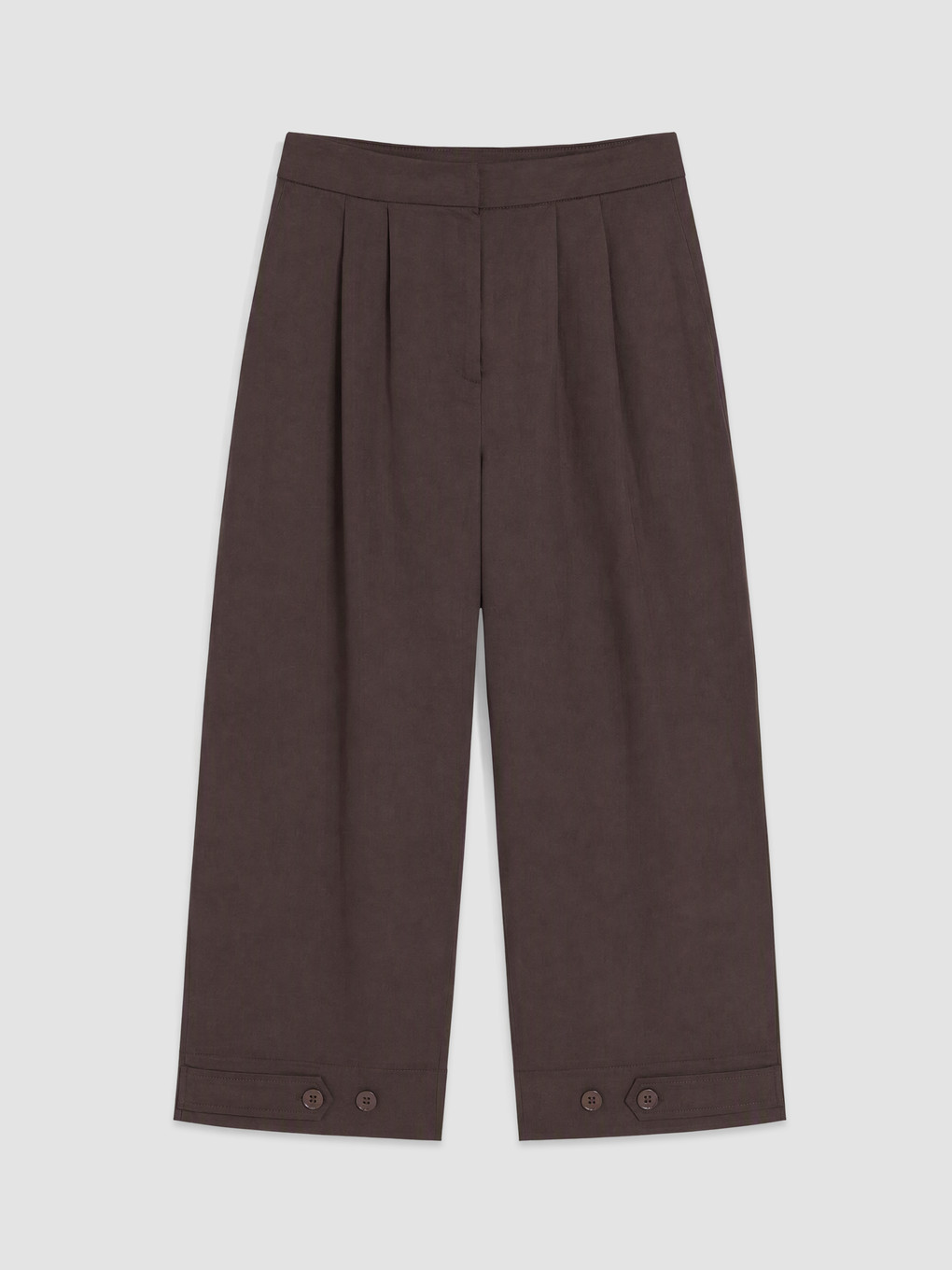 Kahverengi Geniş Paça Pileli Kadın Pantolon-4
