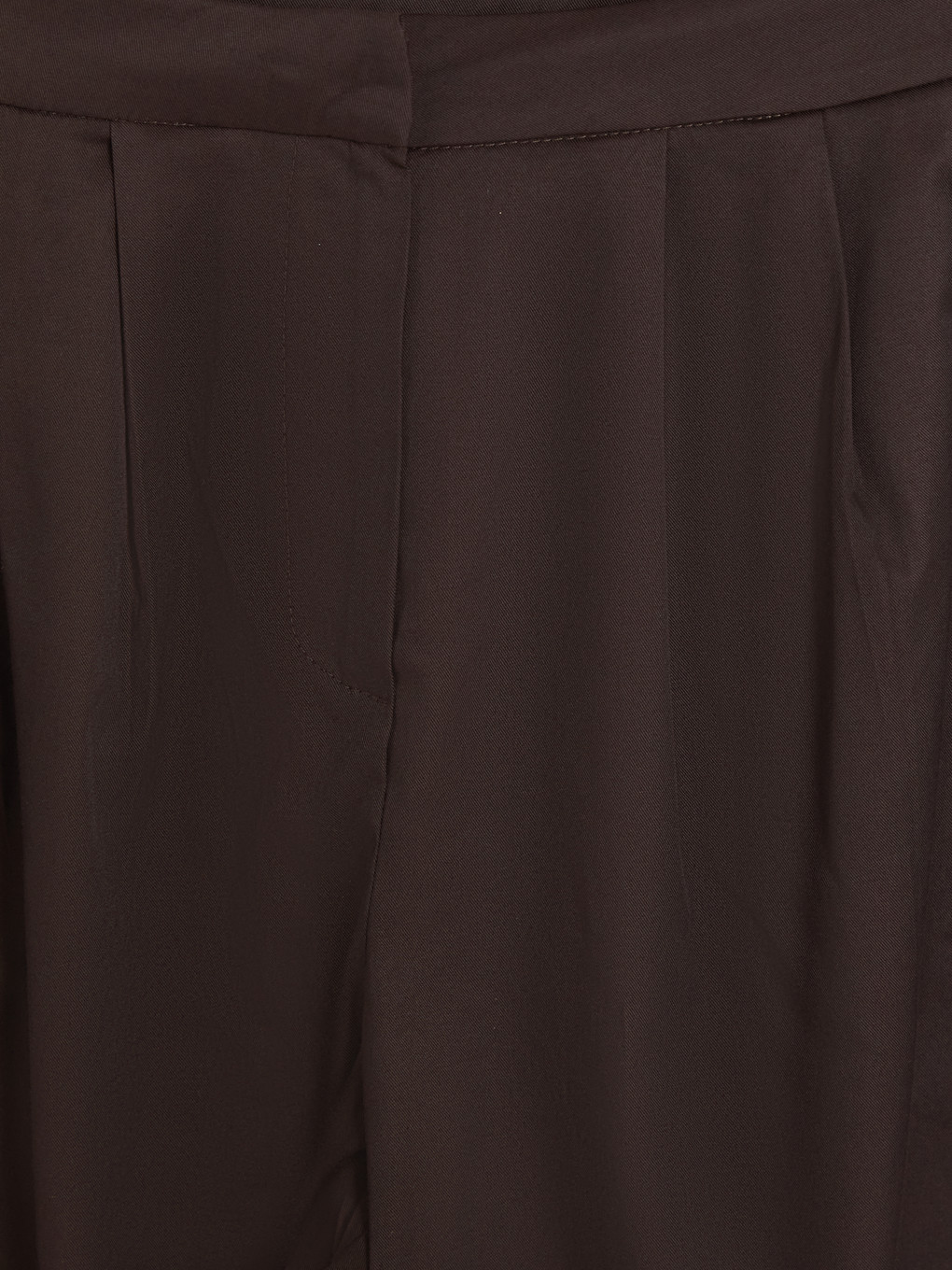 Kahverengi Geniş Paça Pileli Kadın Pantolon-6