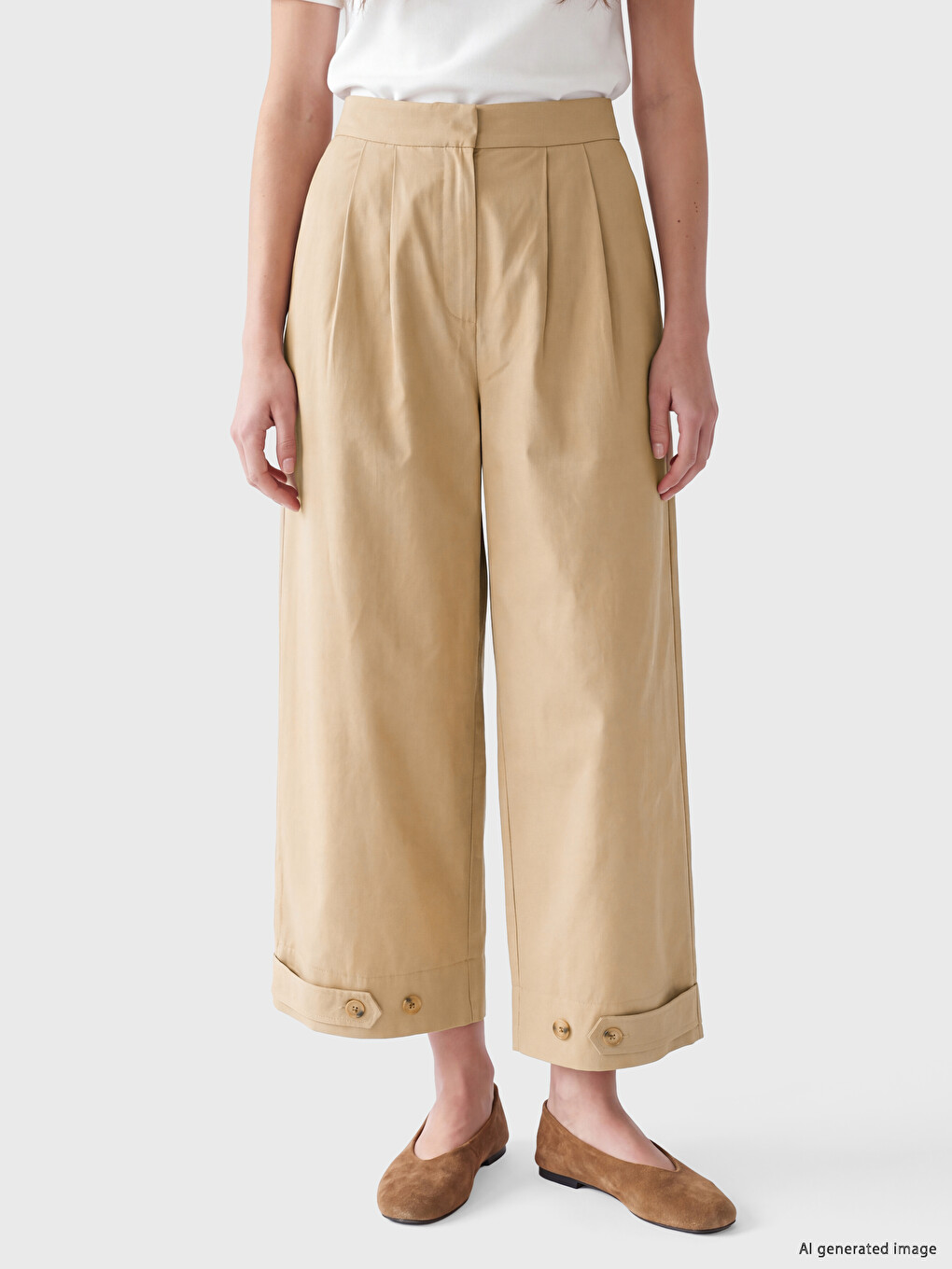 Wide Leg Pleated Women's Trousers-1