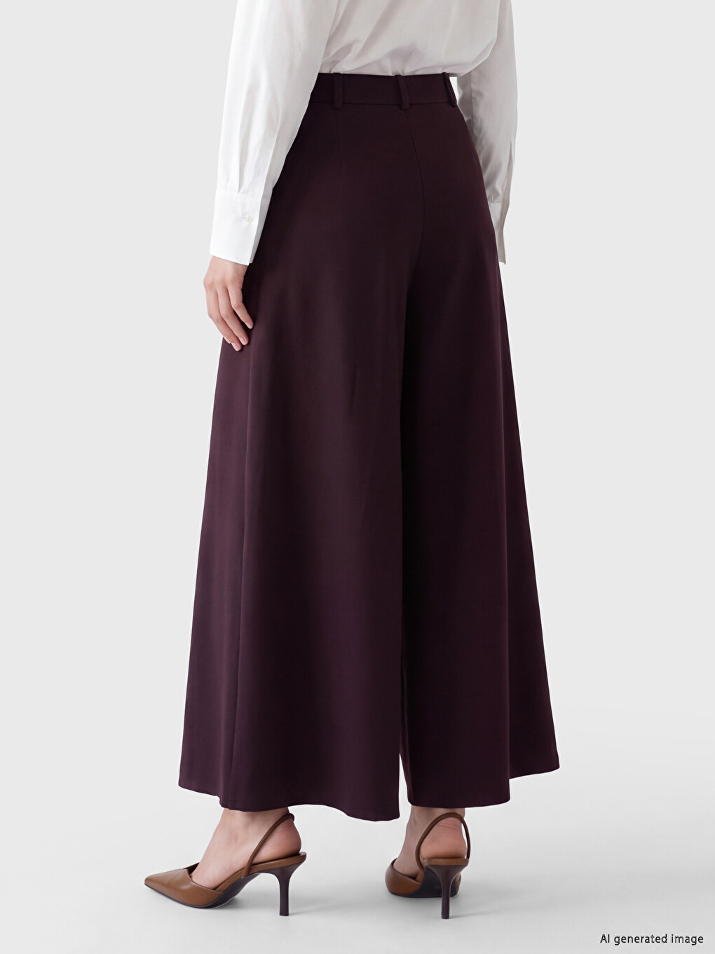 Loose Fit Wide Leg Women's Trousers-3