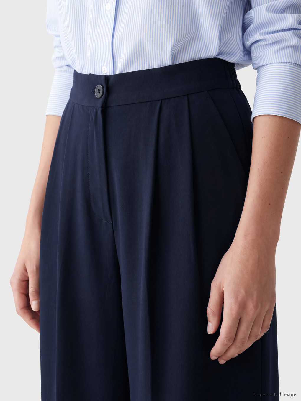 Pantaloni Din Țesătură Plisată Cu Talie Elastică Pentru Femei-2