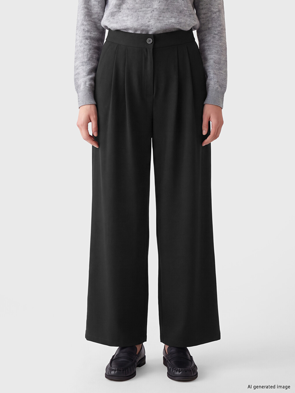 Pantaloni Din Țesătură Plisată Cu Talie Elastică Pentru Femei-1
