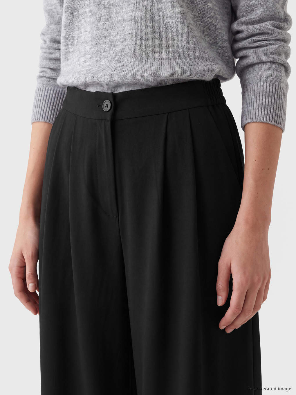 Pantaloni Din Țesătură Plisată Cu Talie Elastică Pentru Femei-2