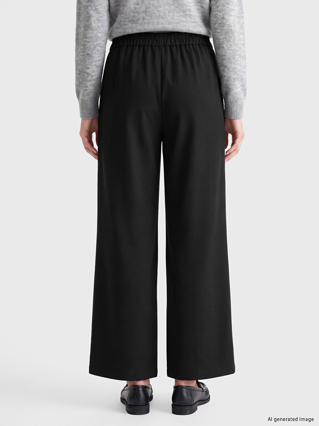 Pantaloni Din Țesătură Plisată Cu Talie Elastică Pentru Femei-3