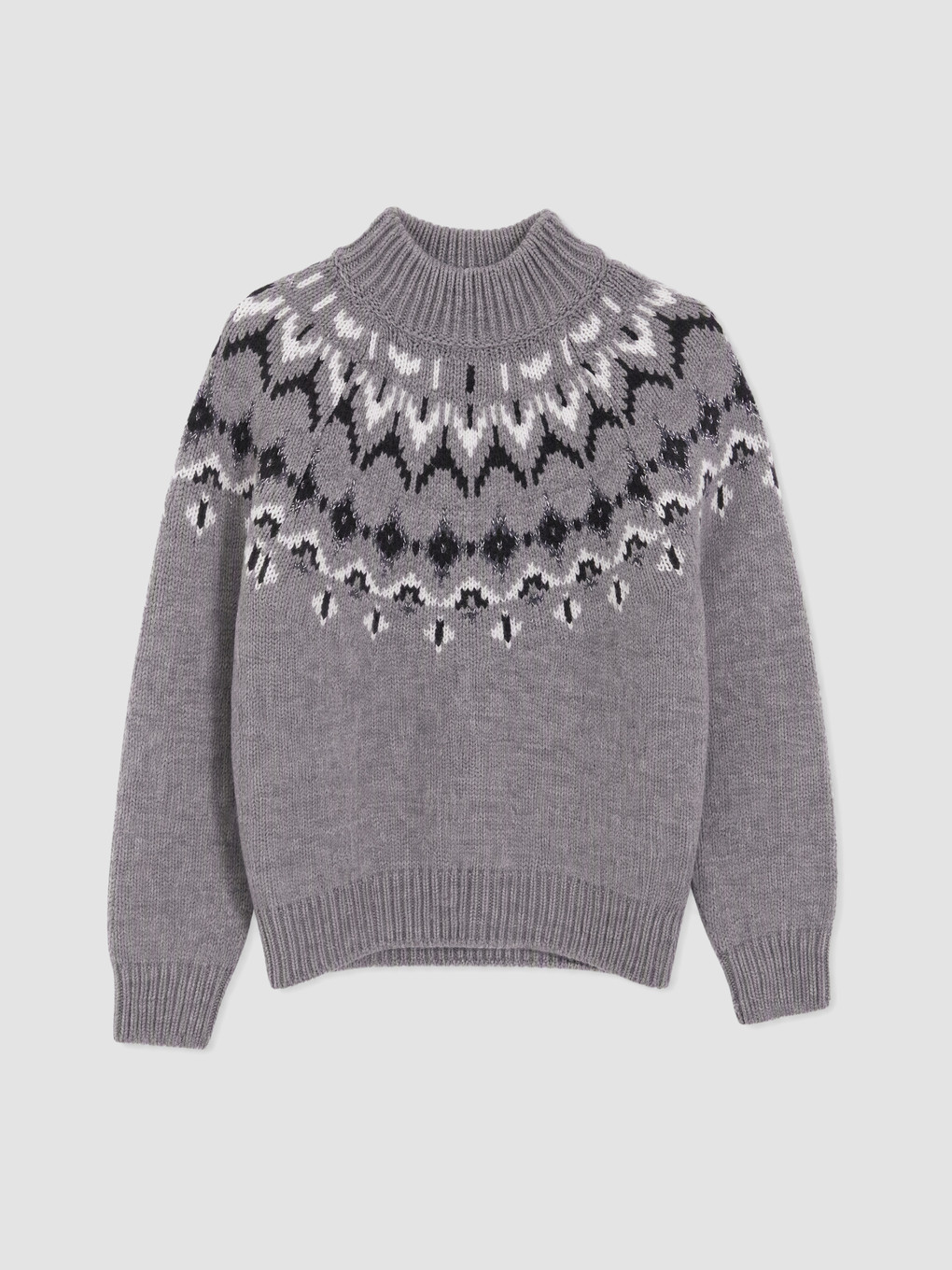 Mock Neck Patterned Women's Knitwear Sweater-4