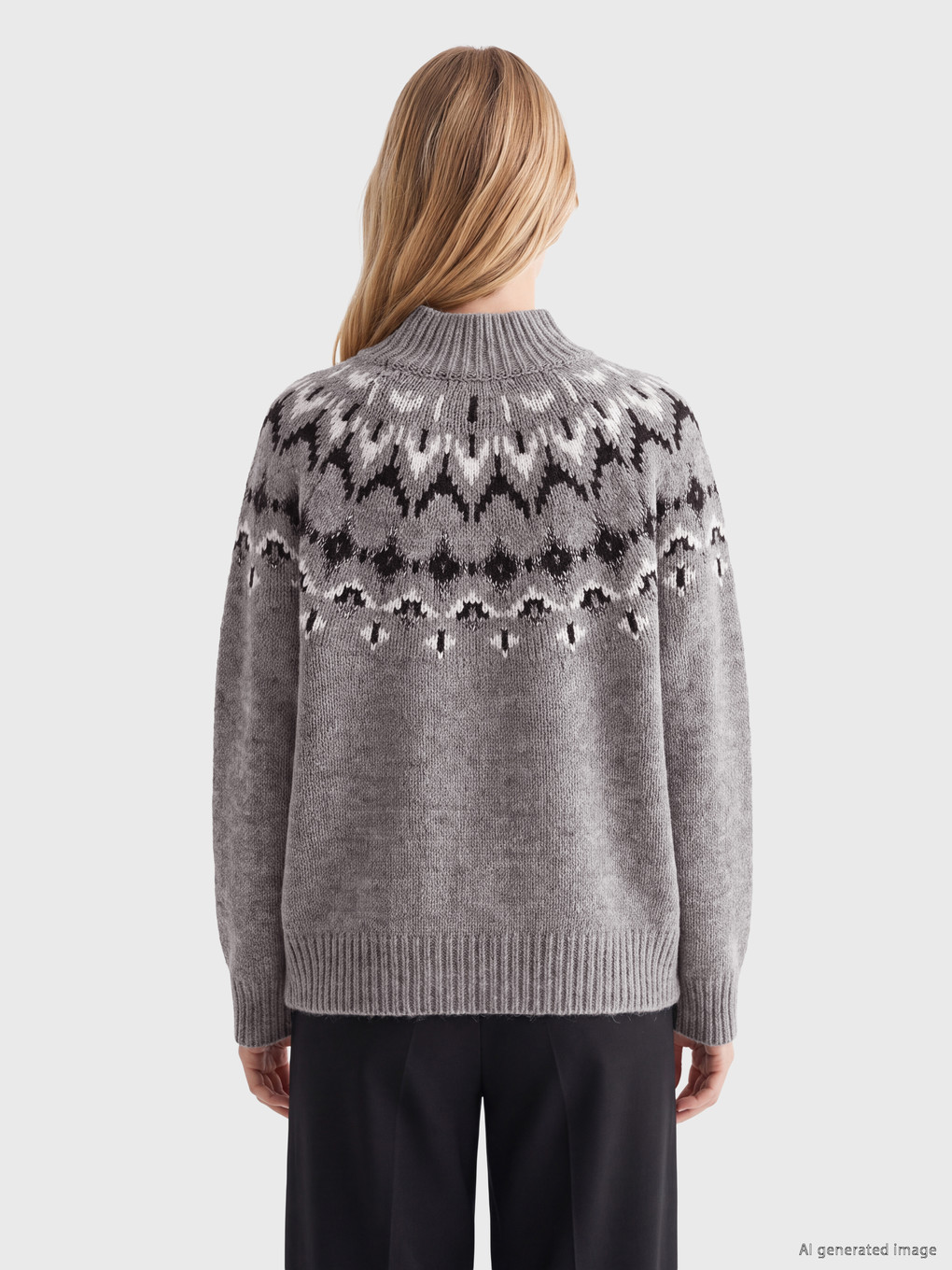 Mock Neck Patterned Women's Knitwear Sweater-3