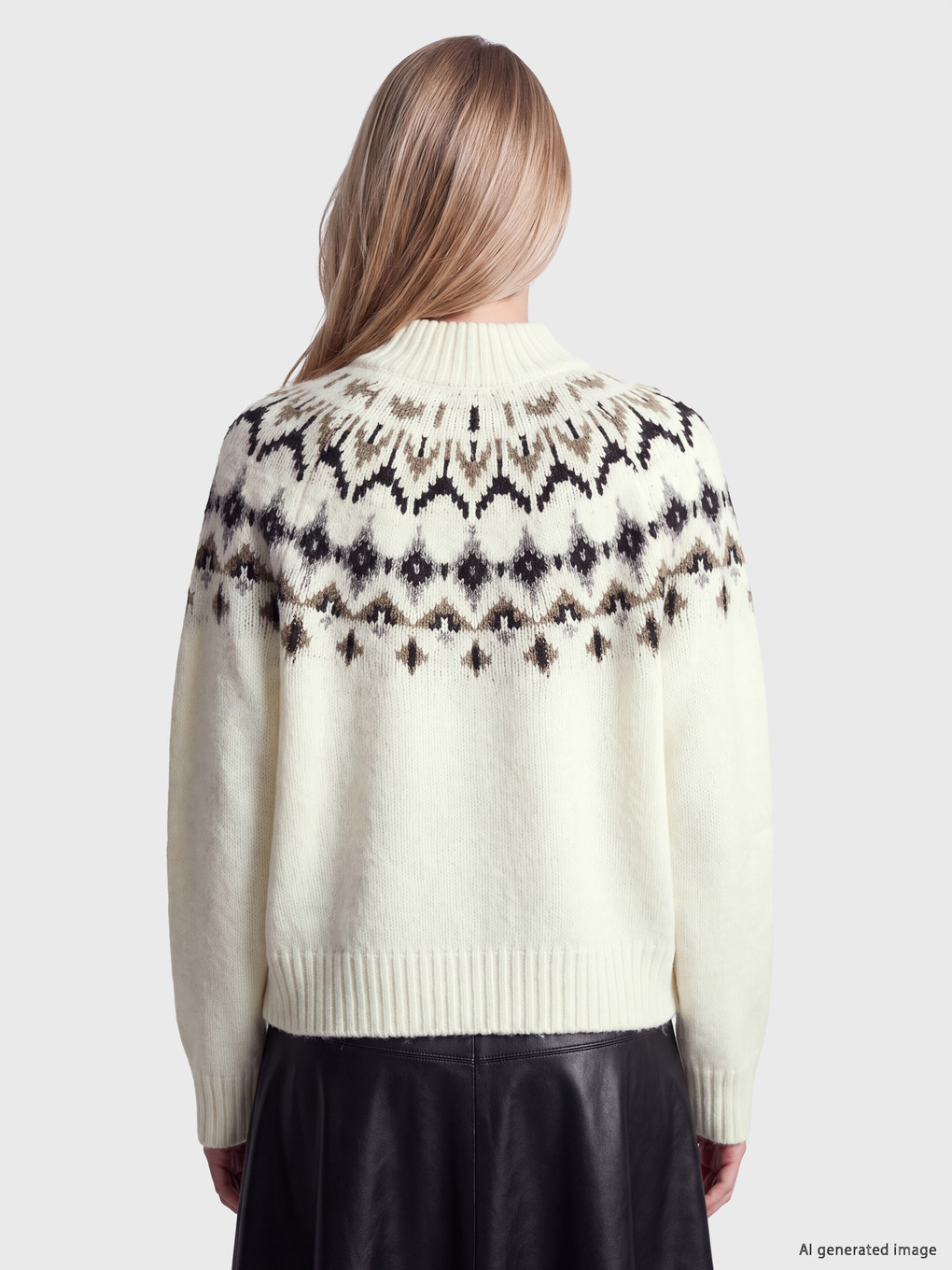 Mock Neck Patterned Women's Knitwear Sweater-3