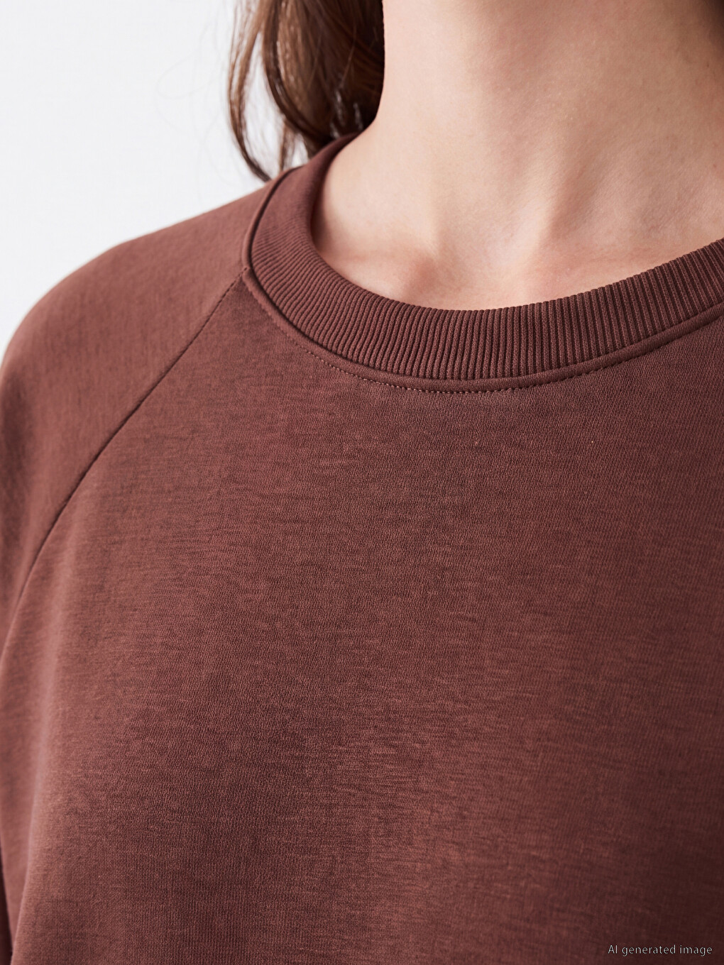 Kahverengi Soft Touch Kadın Sweatshirt Tunik-2
