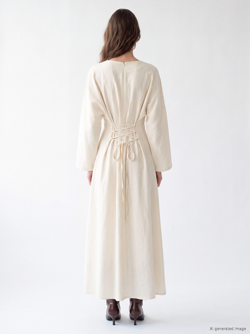Rochie Cu Guler Rotund Drapată-3