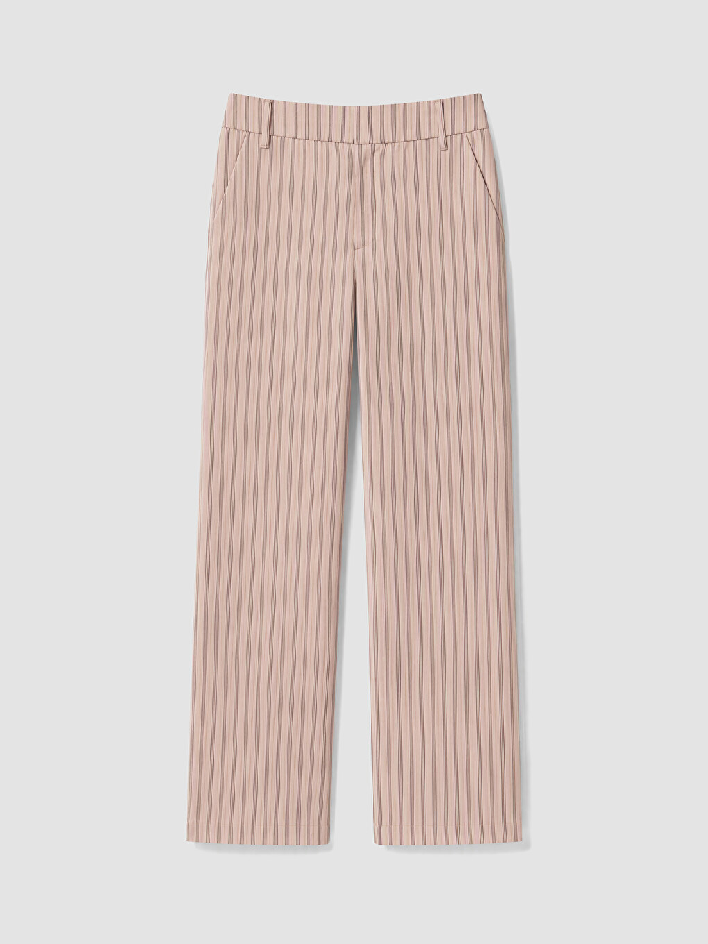 Pembe Geniş Paça Çizgili Kadın Pantolon