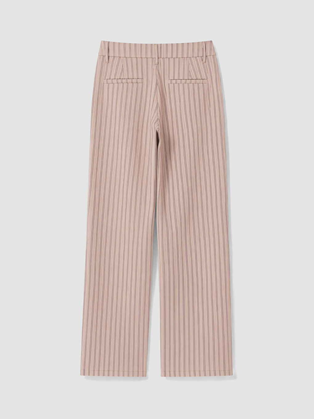 Pembe Geniş Paça Çizgili Kadın Pantolon-2
