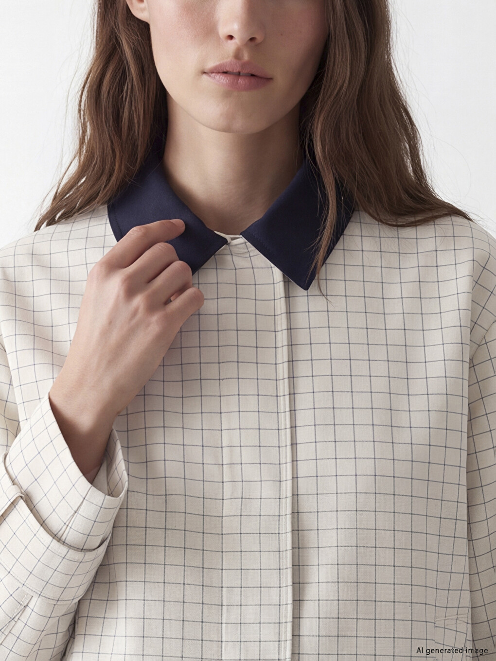 Shirt Collar Plaid Oversize Women's Jacket-2