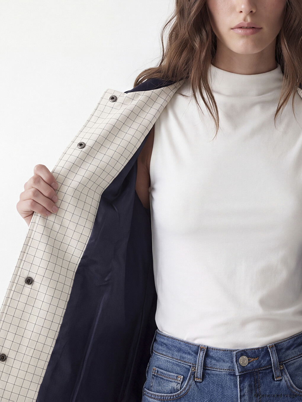 Shirt Collar Plaid Oversize Women's Jacket-3