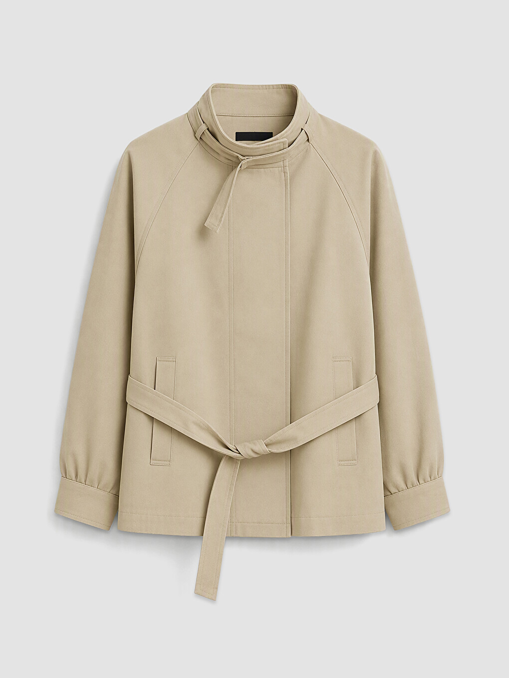Mock Neck Belted Women's Trench Coat