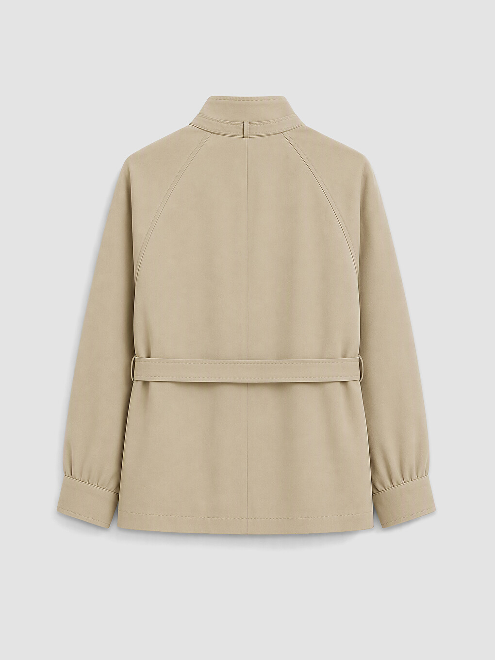 Mock Neck Belted Women's Trench Coat-1